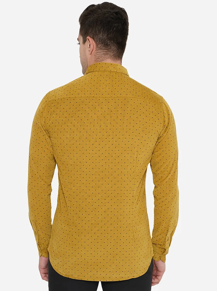 Yellow Printed Slim Fit Semi Casual Shirt | JadeBlue